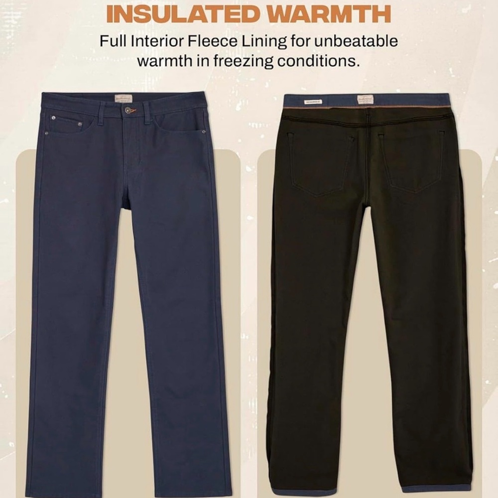Men's Fleece Lined Pants-Straight Fit 32x34 - Picture 2 of 8